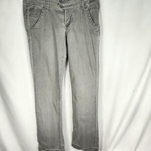 Freestyle Revolution Grey 5 Pocket Criss Cross Accents Microsuede Pants Size 7